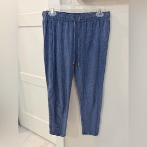 Ellen Tracy blue linen drawstring pants in a size S/P